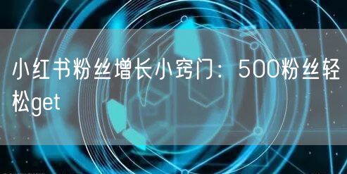 小红书粉丝增长小窍门：500粉丝轻松get